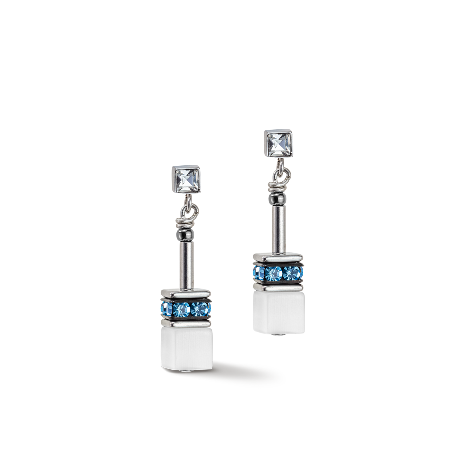 GeoCUBE® Iconic Monochrome Ohrringe aqua