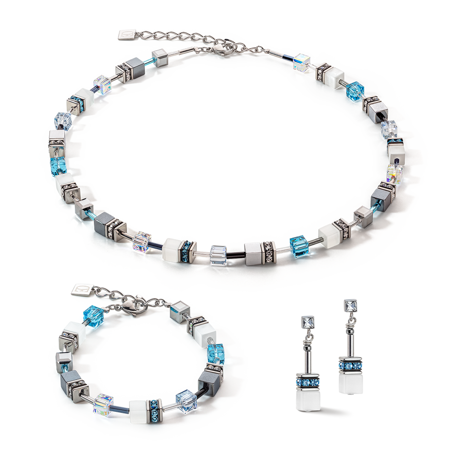 GeoCUBE® Iconic Monochrome Ohrringe aqua