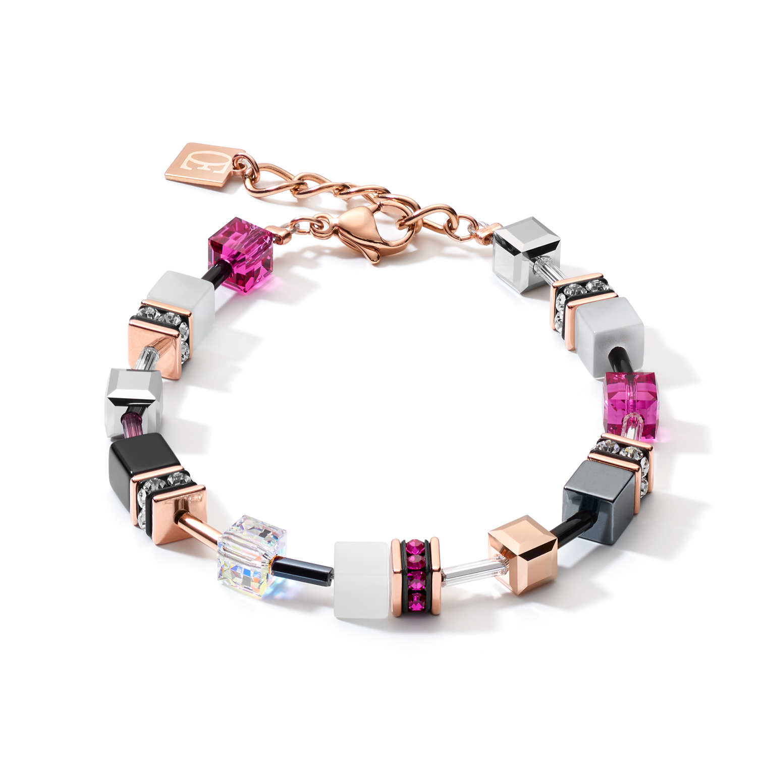 GeoCUBE® Armband roségold, weiß & pink