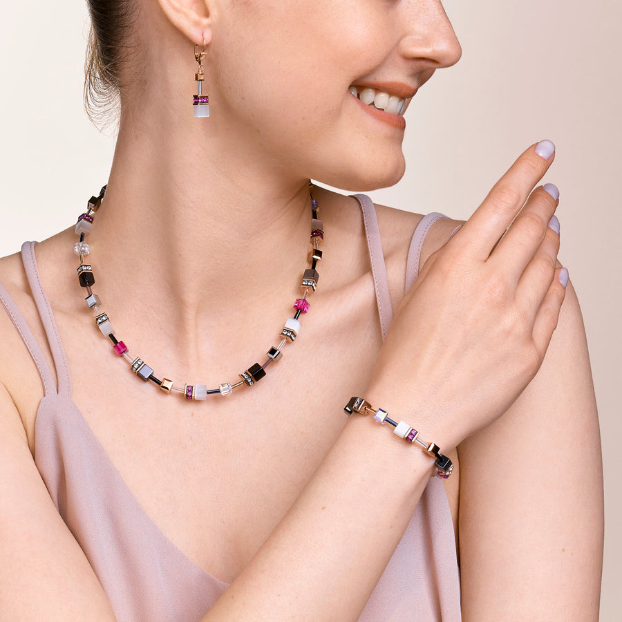 GeoCUBE® Armband roségold, weiß & pink