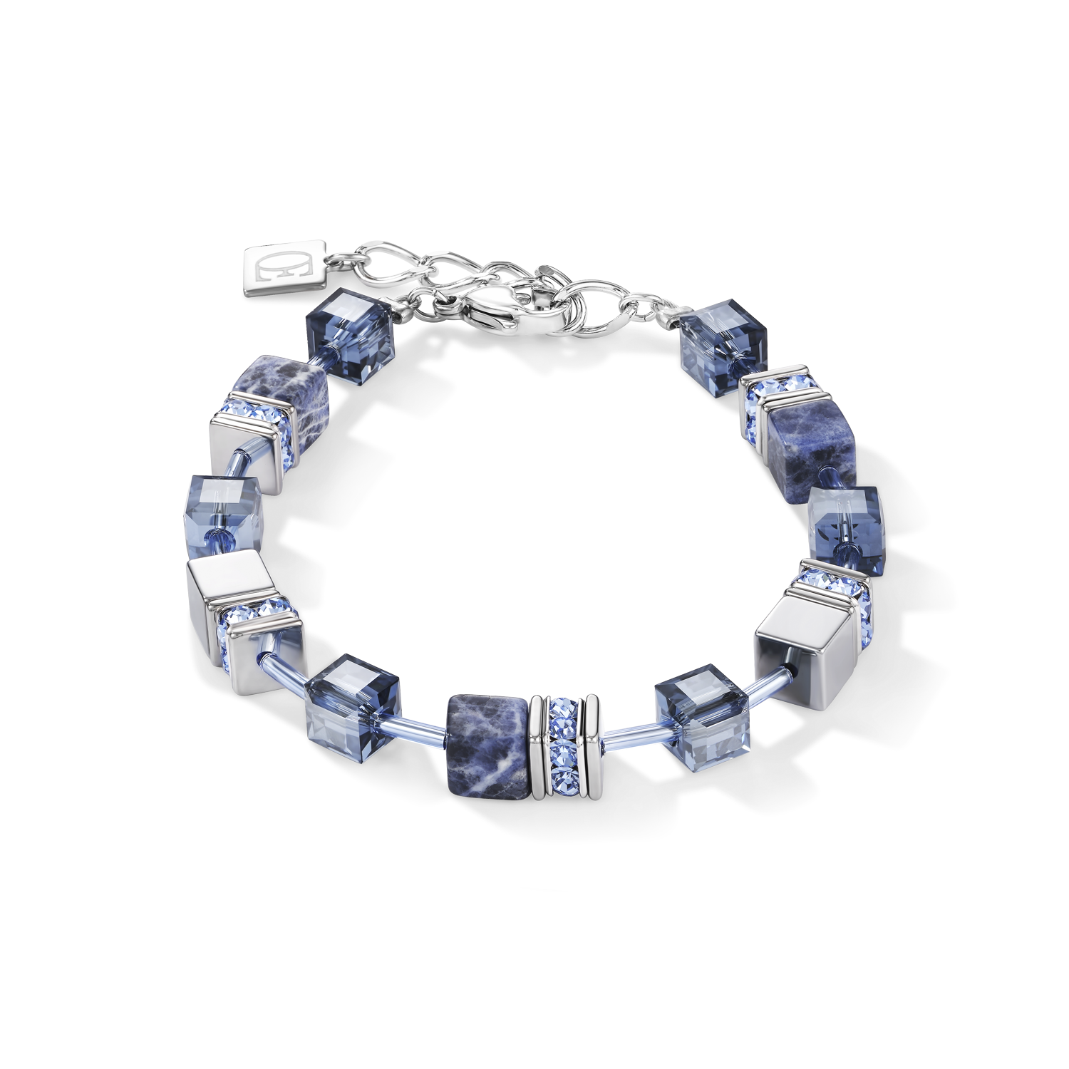 GeoCUBE® Armband Sodalith & Hämatit blau