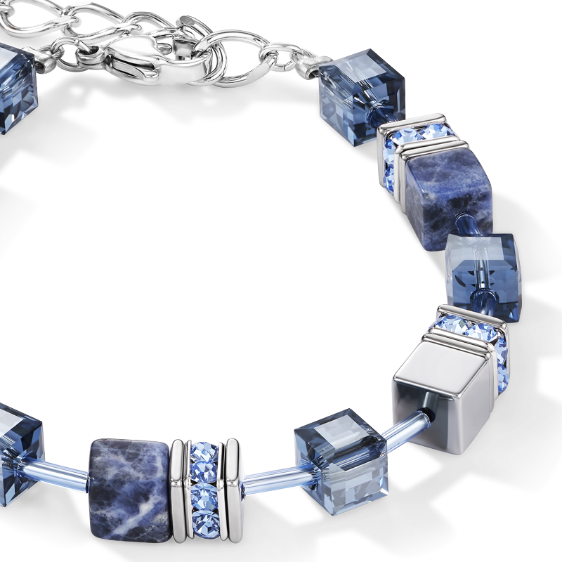 GeoCUBE® Armband Sodalith & Hämatit blau