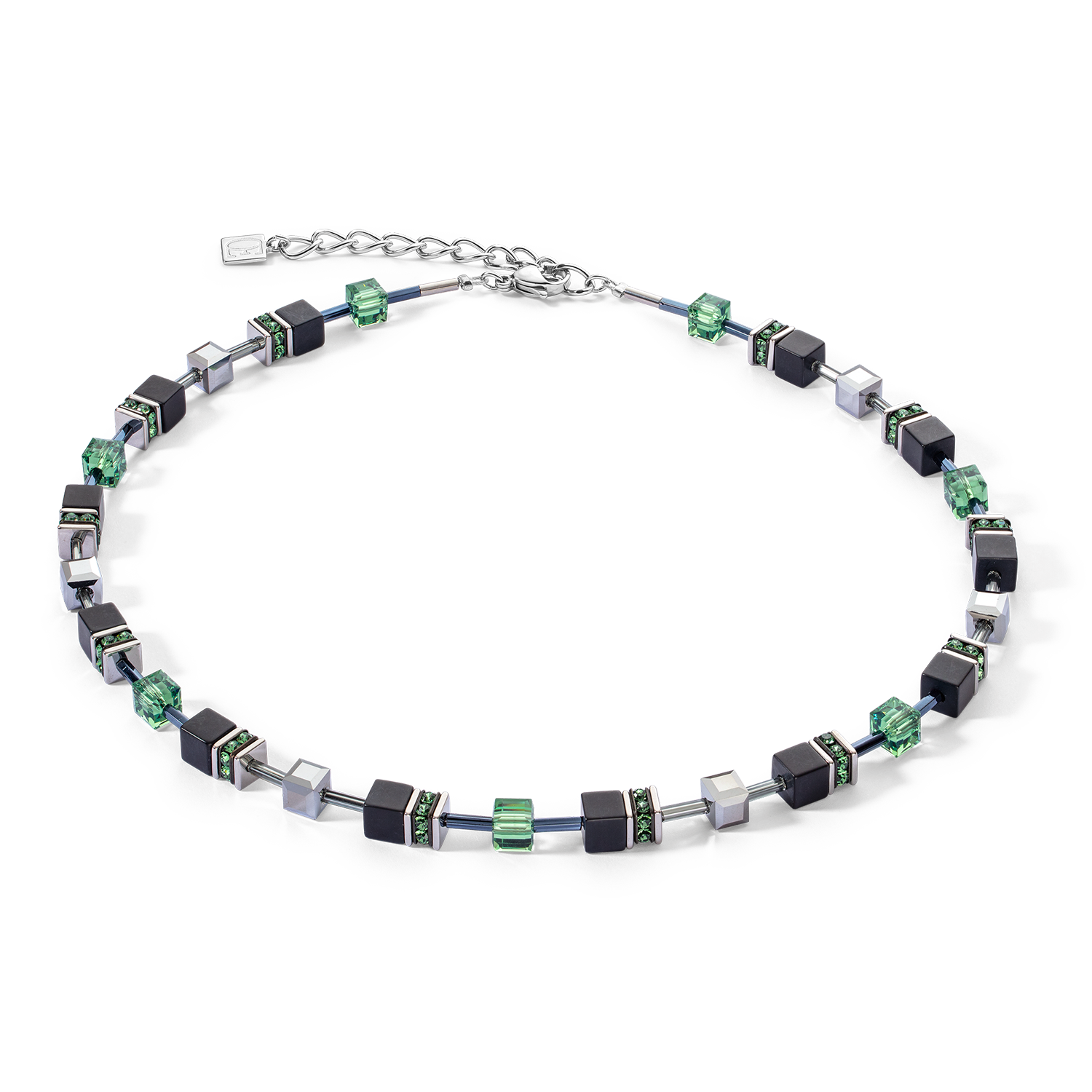 GeoCUBE® Iconic Precious Onyx Halskette silber-salbeigrün