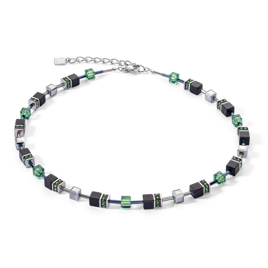 GeoCUBE® Iconic Precious Onyx Halskette silber-salbeigrün