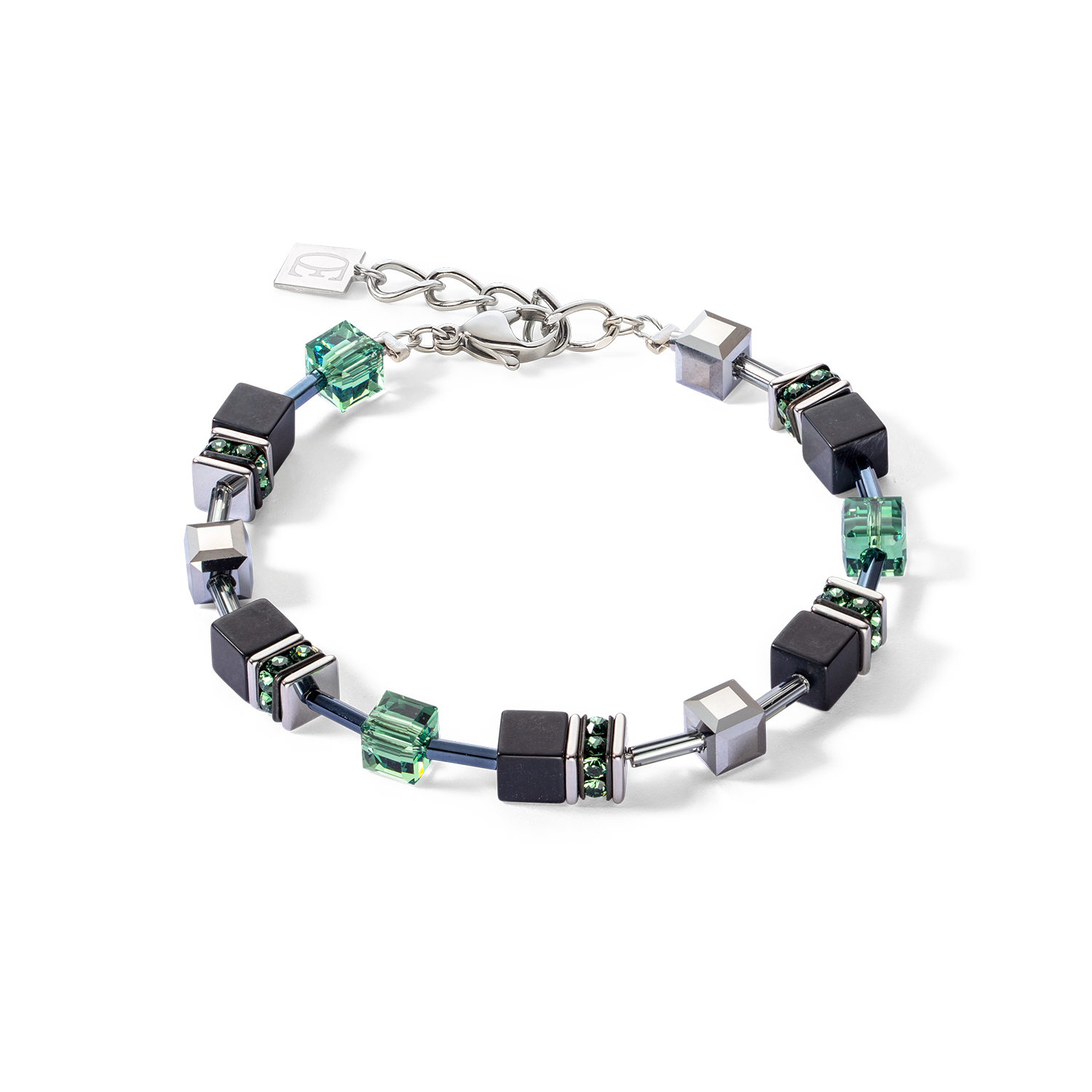 GeoCUBE® Iconic Precious Onyx Armband silber-salbeigrün