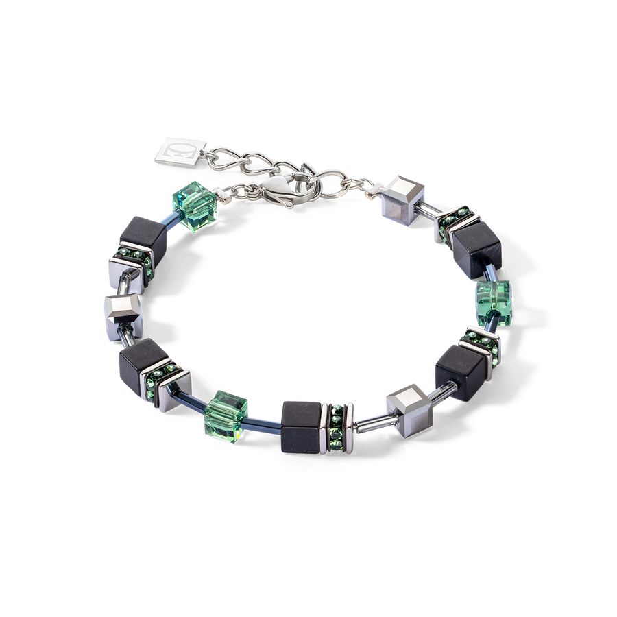 GeoCUBE® Iconic Precious Onyx Armband silber-salbeigrün