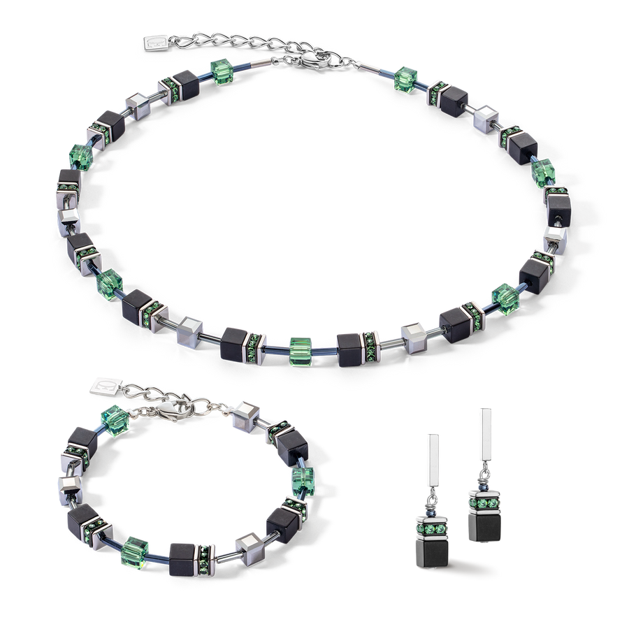 GeoCUBE® Iconic Precious Onyx Armband silber-salbeigrün