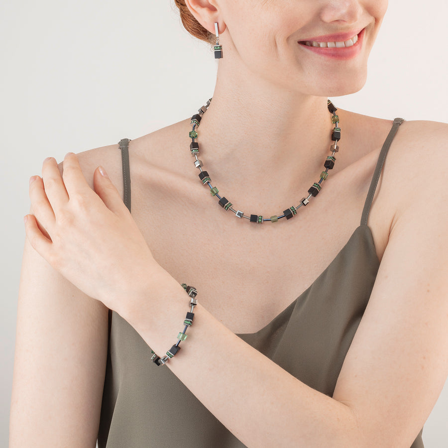 GeoCUBE® Iconic Precious Onyx Armband silber-salbeigrün