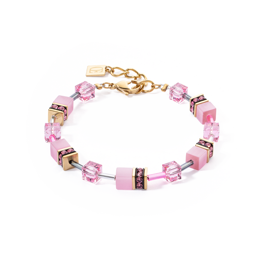 GeoCUBE® Iconic Mono Gold Armband Rosa