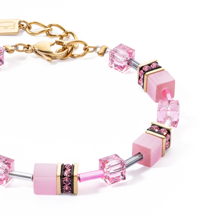 GeoCUBE® Iconic Mono Gold Armband Rosa