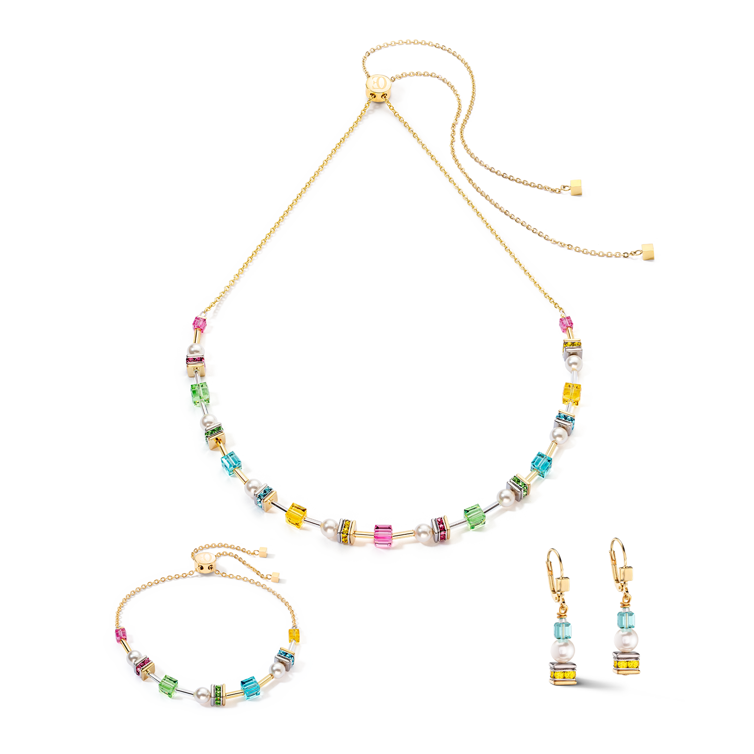 Ohrringe Joyful Cubes & Pearls multicolor
