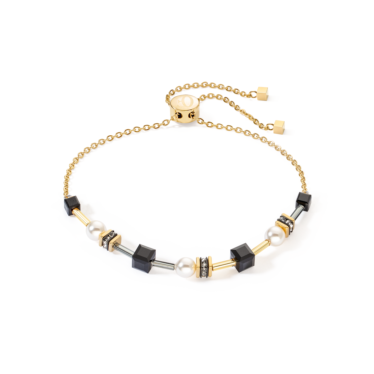 Armband Mysterious Cubes & Pearls gold-schwarz