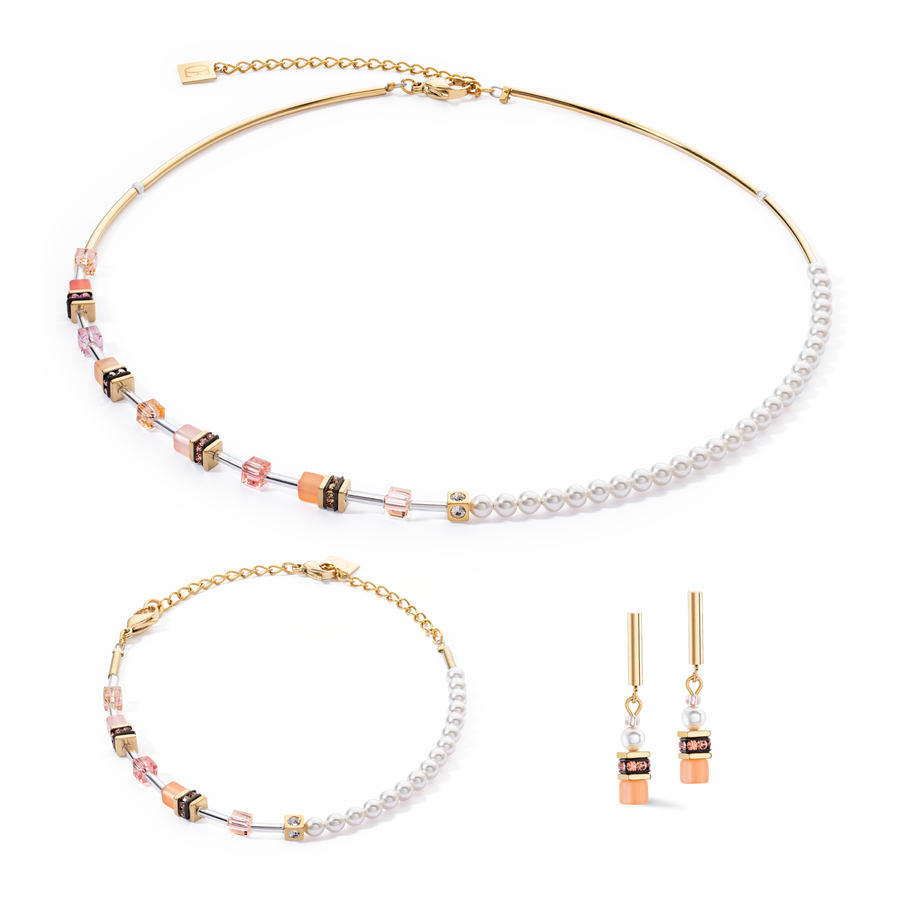 GeoCUBE® Mini Fusion Pearls Halskette Apricot Crush