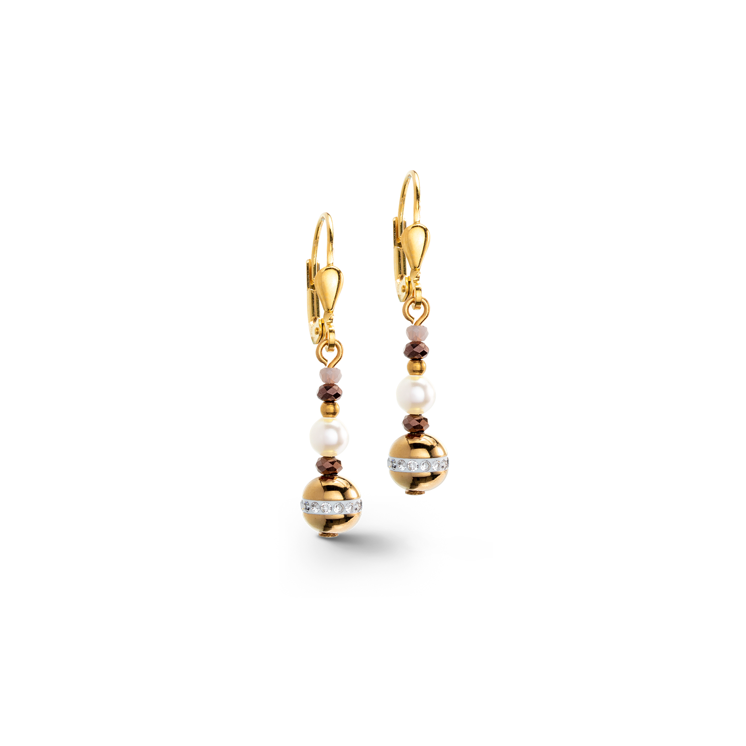 Ohrringe Kugel Edelsteine & Crystal Pearls braun-gold