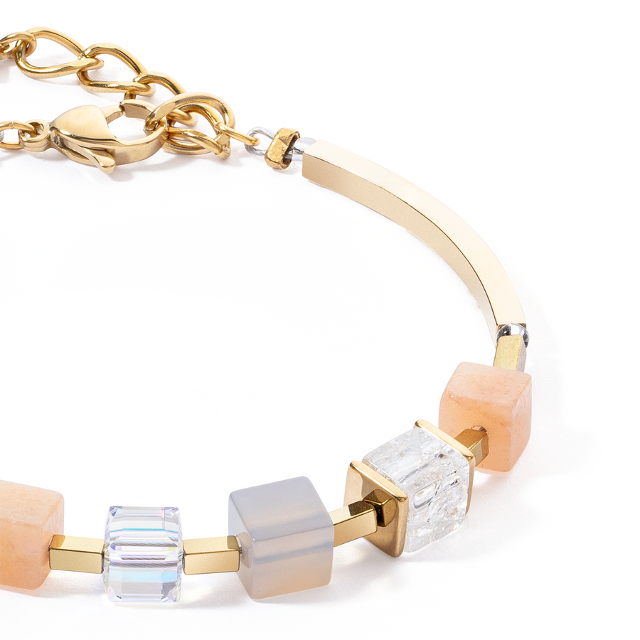 Armband Precious Statement Cubes Grau-Peach