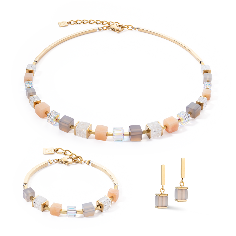 Armband Precious Statement Cubes Grau-Peach