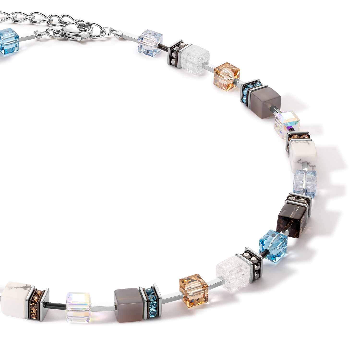 GeoCUBE® Iconic Statement Precious Halskette aqua-beige