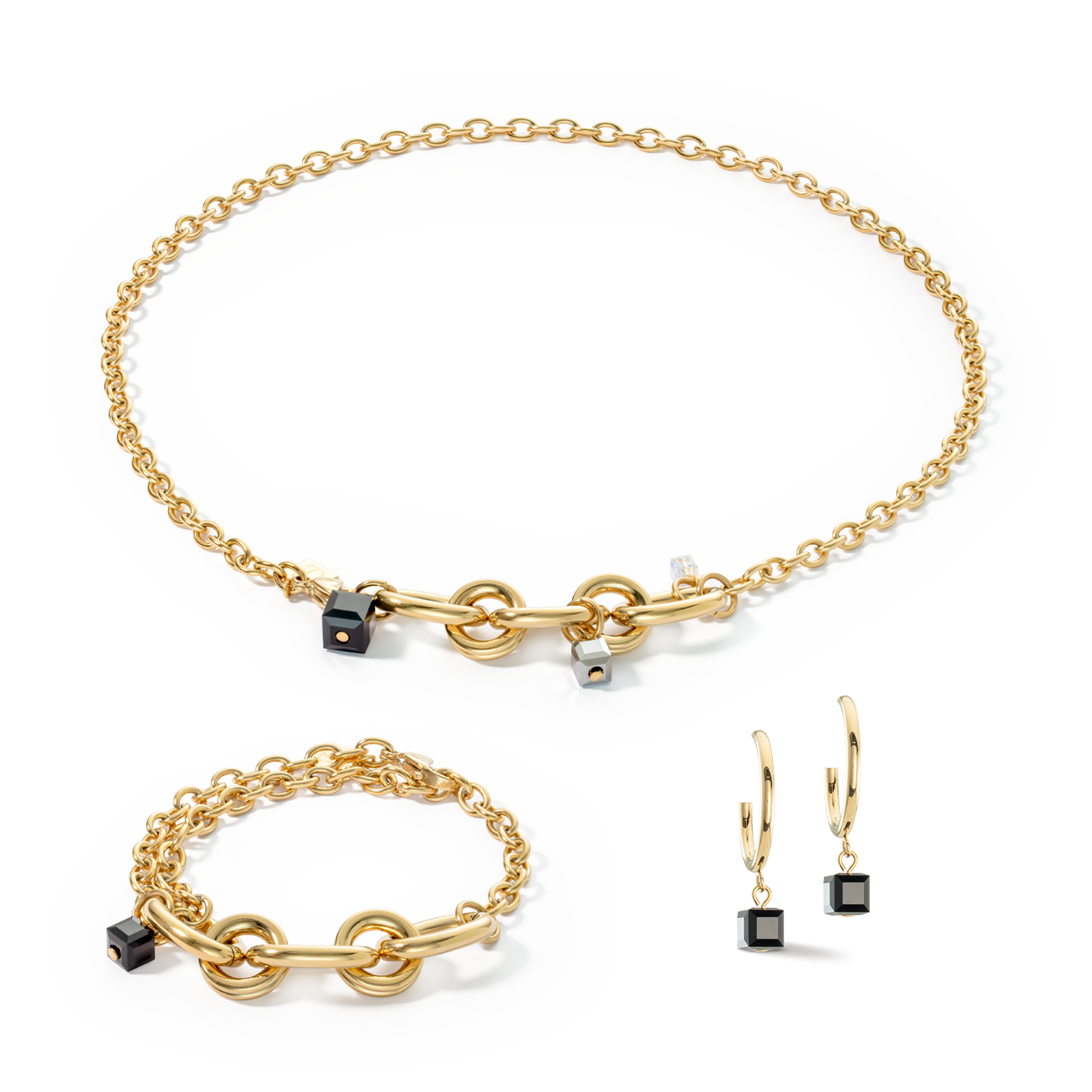 Halskette Chunky Chain gold-schwarz