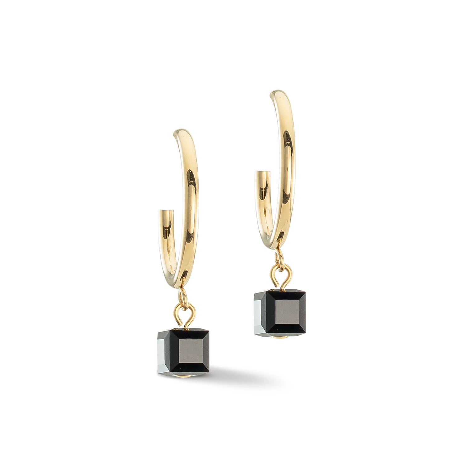 Ohrringe Creole Chunky Chain gold-schwarz