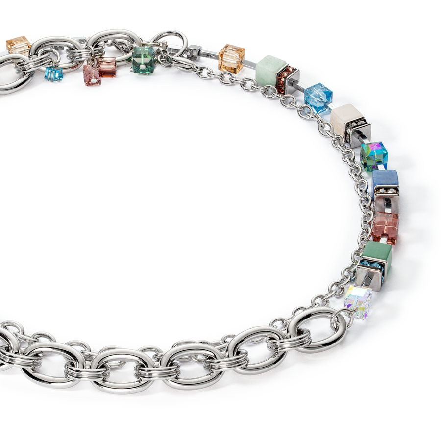 Halskette GeoCUBE® Statement Precious Chunky Chain Multiwear 35 multicolor