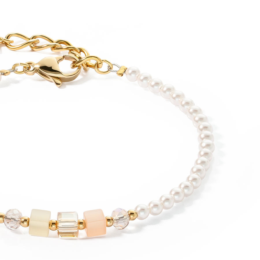 Armband Princess Pearls & Cubes gold-beige