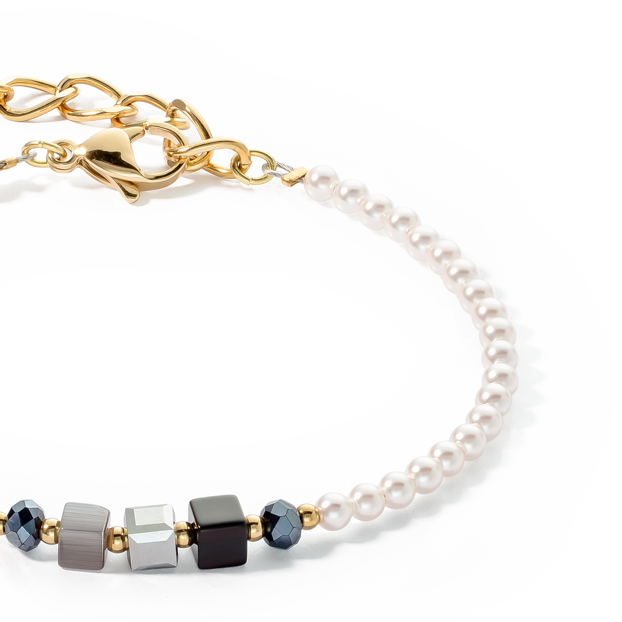 Armband Princess Pearls & Cubes gold-schwarz