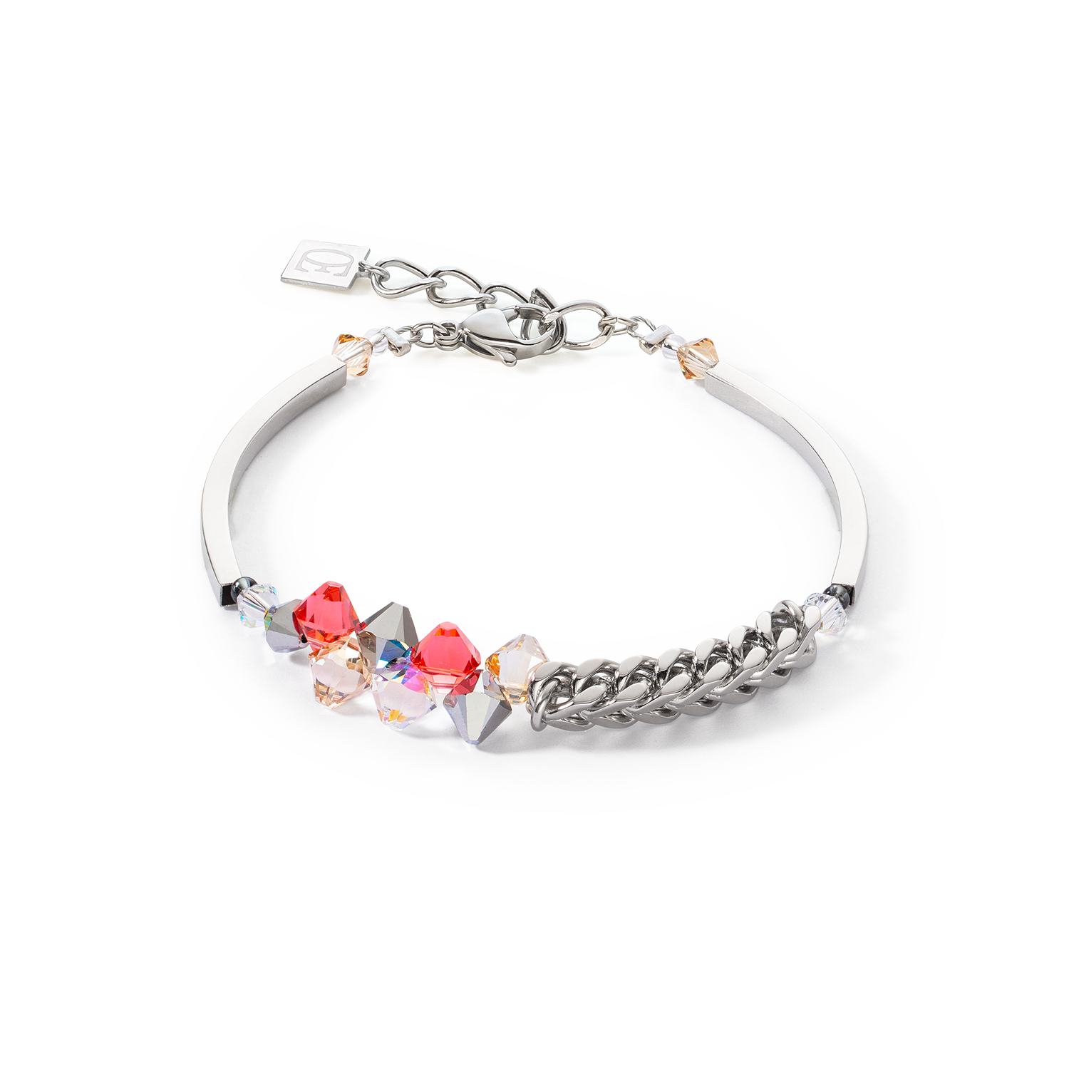 Dancing Crystals & Chunky Chain Armband rot