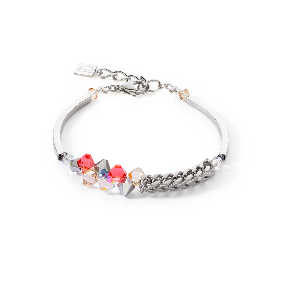 Dancing Crystals & Chunky Chain Armband rot