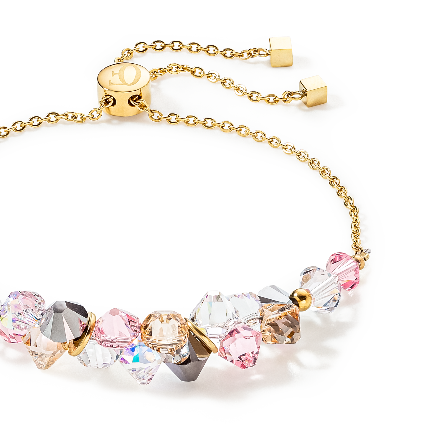 Dancing Crystals Armband gold hellrosa