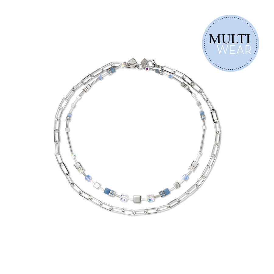 GeoCUBE® Fusion Chain Halskette silber-blau