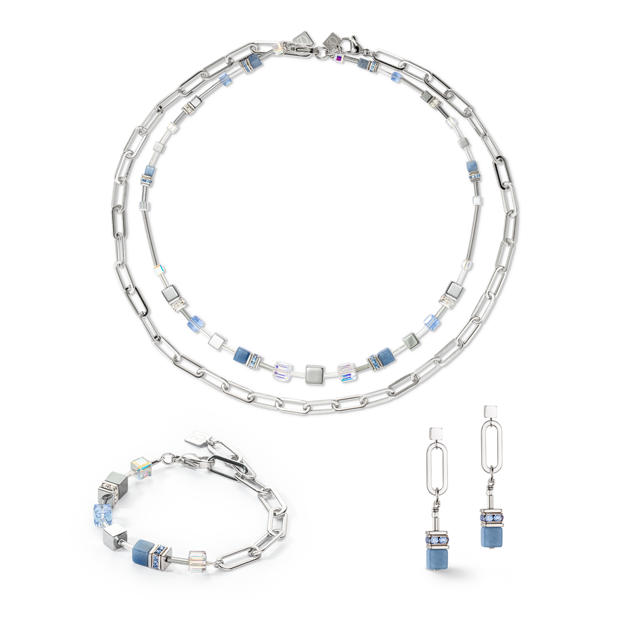 GeoCUBE® Fusion Chain Halskette silber-blau