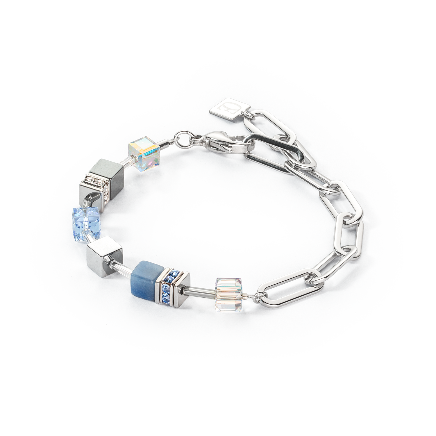 GeoCUBE® Fusion Chain Armband silber-blau