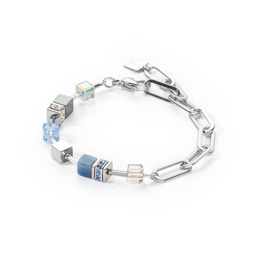 GeoCUBE® Fusion Chain Armband silber-blau