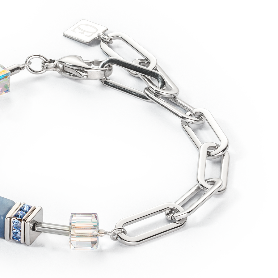 GeoCUBE® Fusion Chain Armband silber-blau