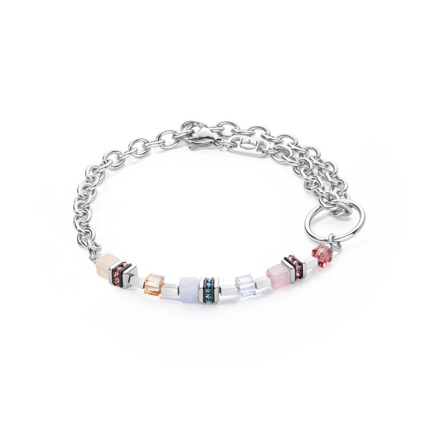 GeoCUBE® Fusion Charm Armband Silber-Pastell