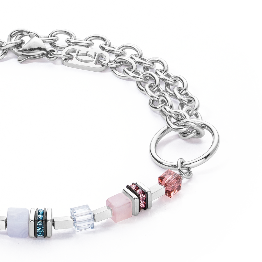 GeoCUBE® Fusion Charm Armband Silber-Pastell