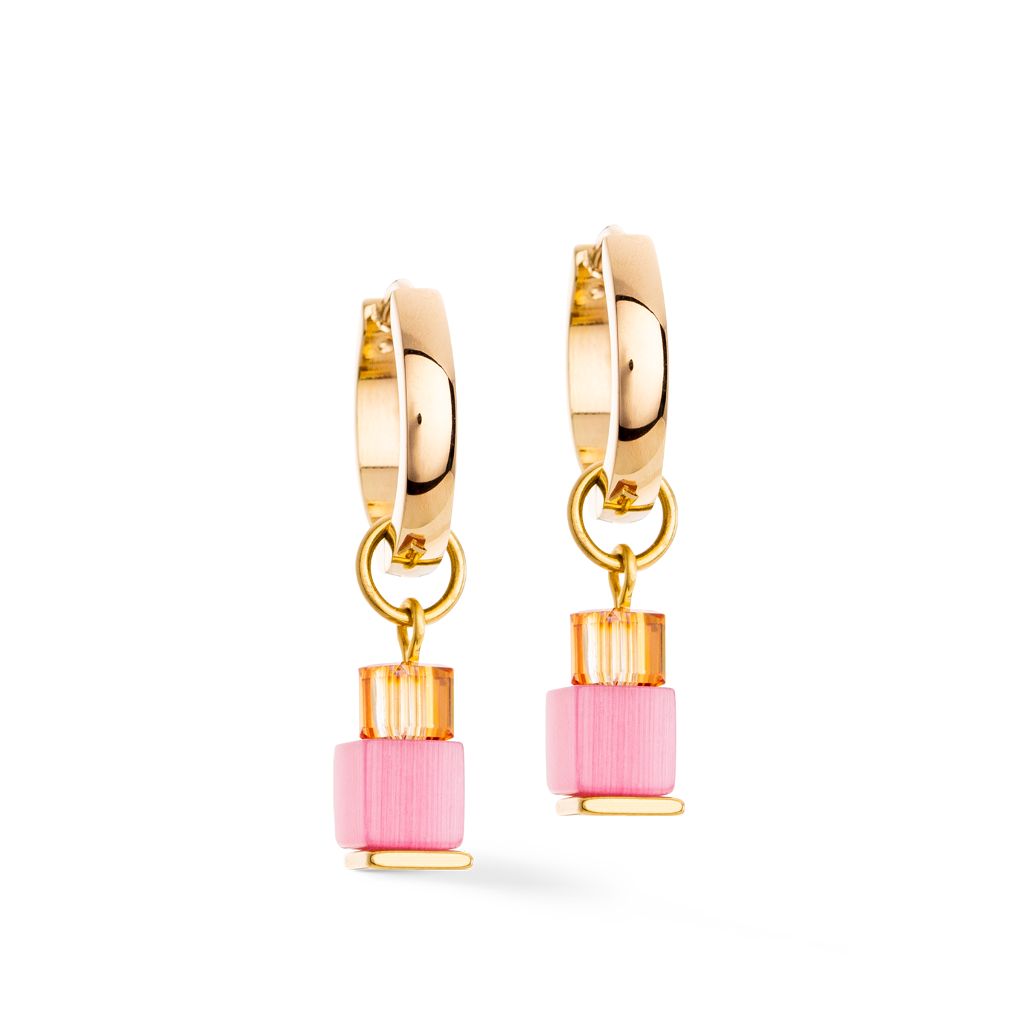 Ohrringe Creole Cube Fusion Charm Gold-Rainbow
