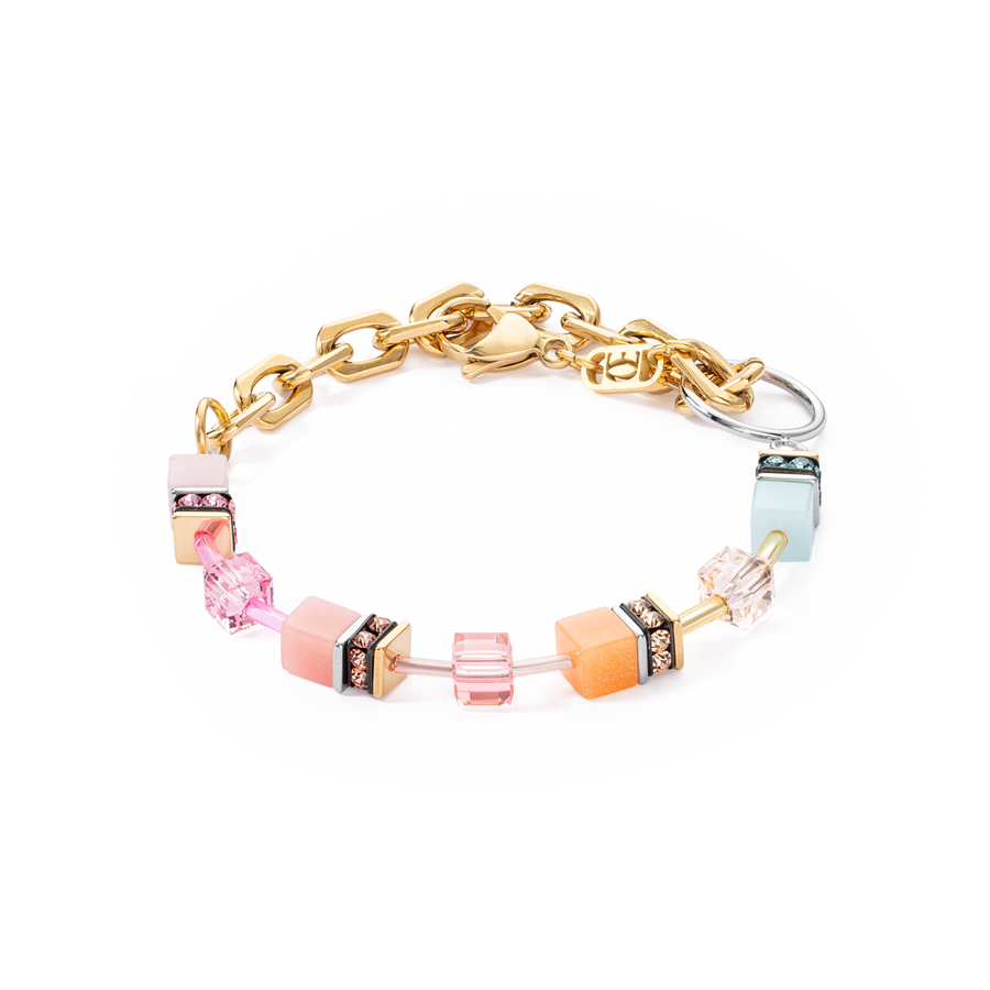 GeoCUBE® Iconic Fusion Chain Armband Aqua-Apricot