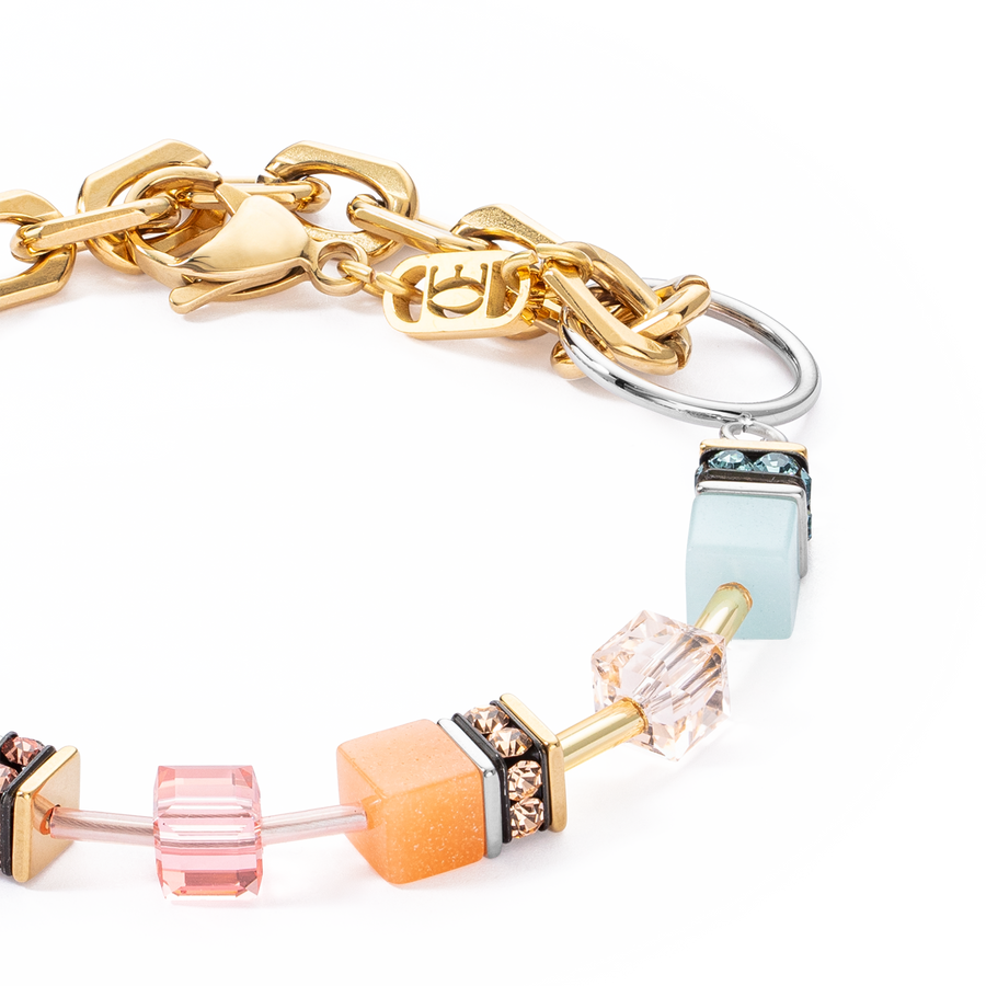 GeoCUBE® Iconic Fusion Chain Armband Aqua-Apricot