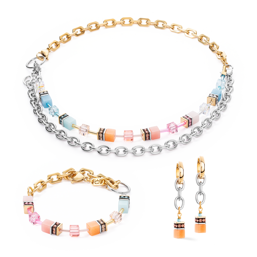 GeoCUBE® Iconic Fusion Chain Armband Aqua-Apricot