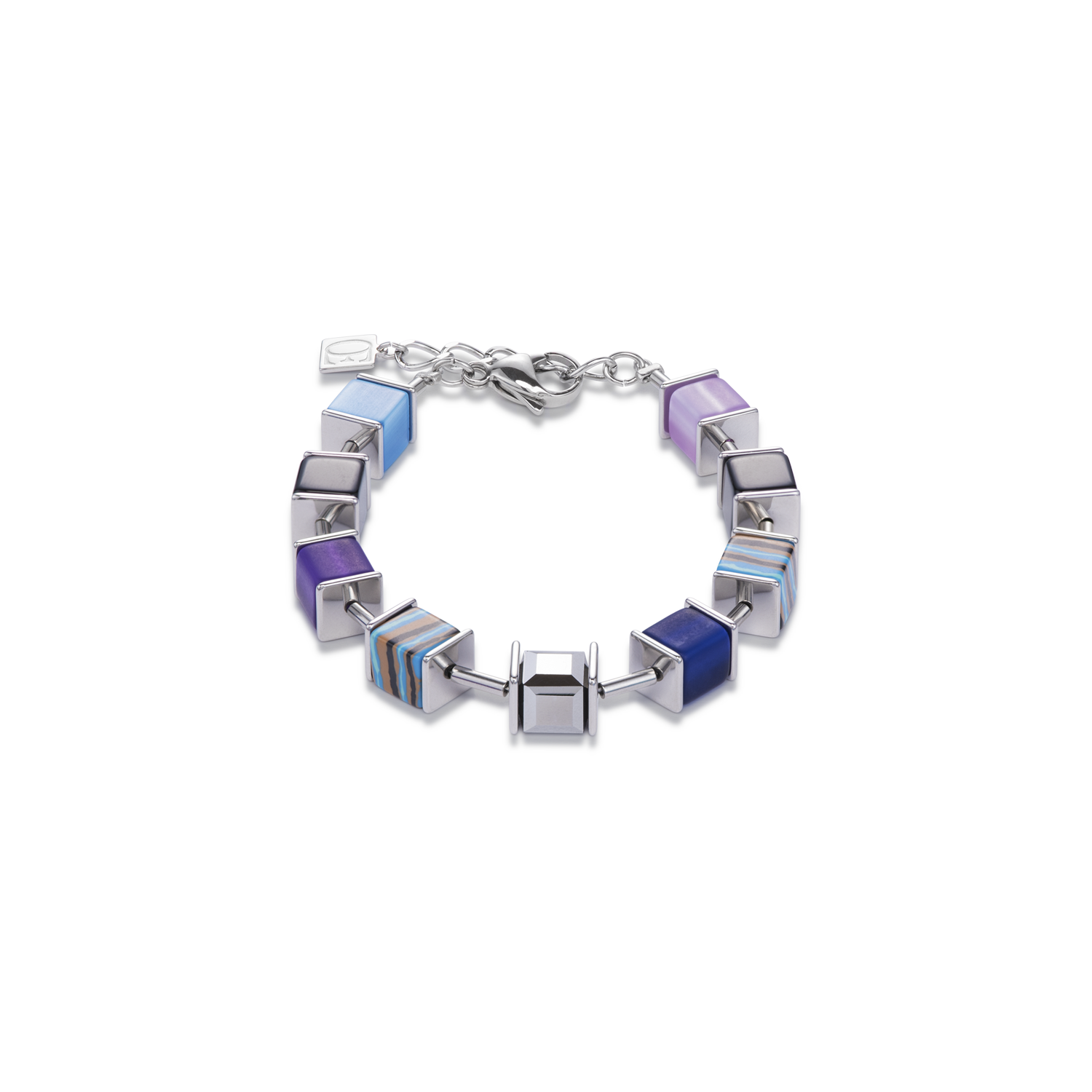 GeoCUBE® Armband Kristalle Malachit blau-lila