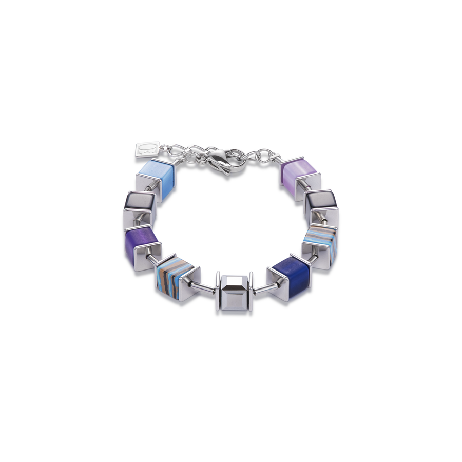 GeoCUBE® Armband Kristalle Malachit blau-lila