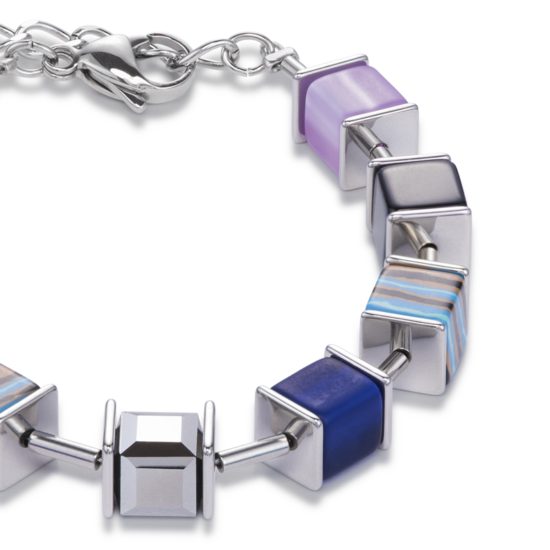 GeoCUBE® Armband Kristalle Malachit blau-lila