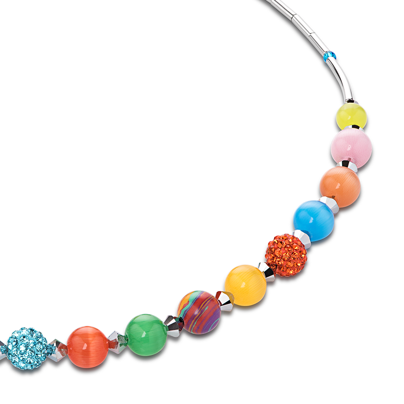 Halskette Kristalle & Tigerauge & Strass multicolor