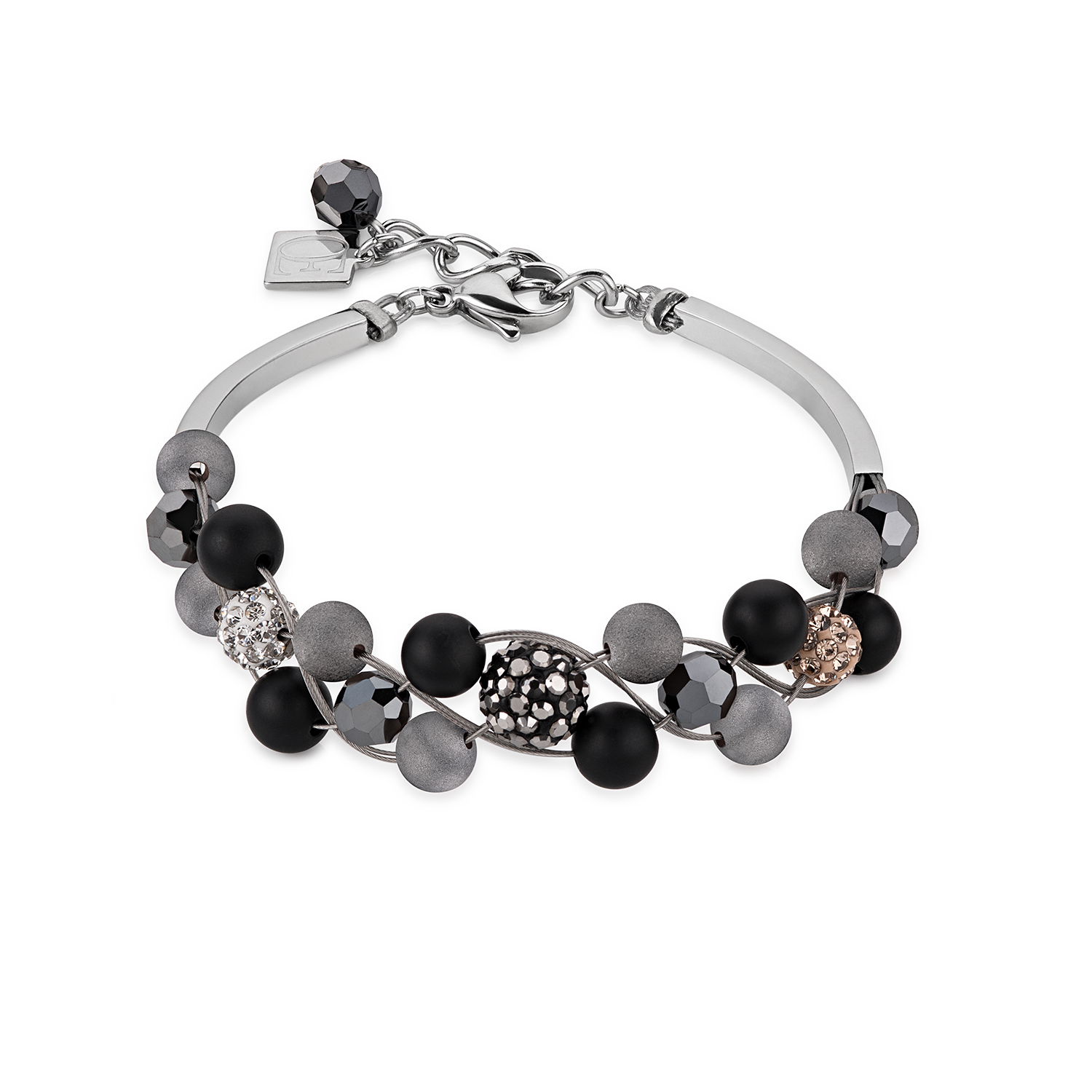 Armband Multirow Kristall Pavé & Achat & Onyx multicolor natur