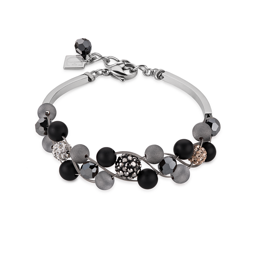 Armband Multirow Kristall Pavé & Achat & Onyx multicolor natur