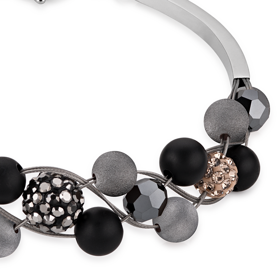 Armband Multirow Kristall Pavé & Achat & Onyx multicolor natur