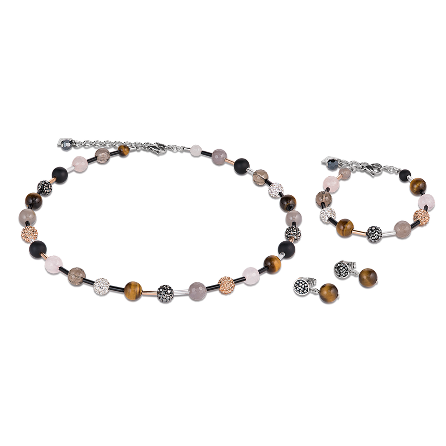 Ohrringe Kristall Pavé & Achat & Onyx multicolor natur
