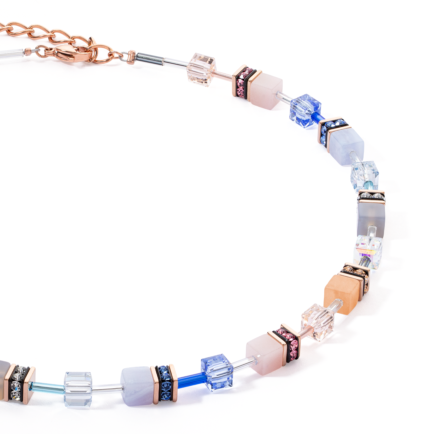 GeoCUBE® Iconic Precious Halskette Hellblau-beige