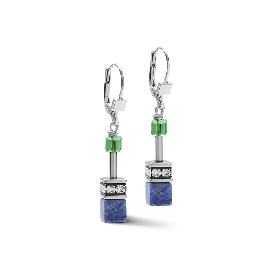 Ohrringe GeoCUBE® Kristalle & Edelsteine blau-grün